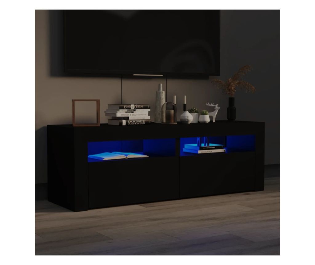 TV ormarić s LED svjetlima crni 120 x 35 x 40 cm - 8
