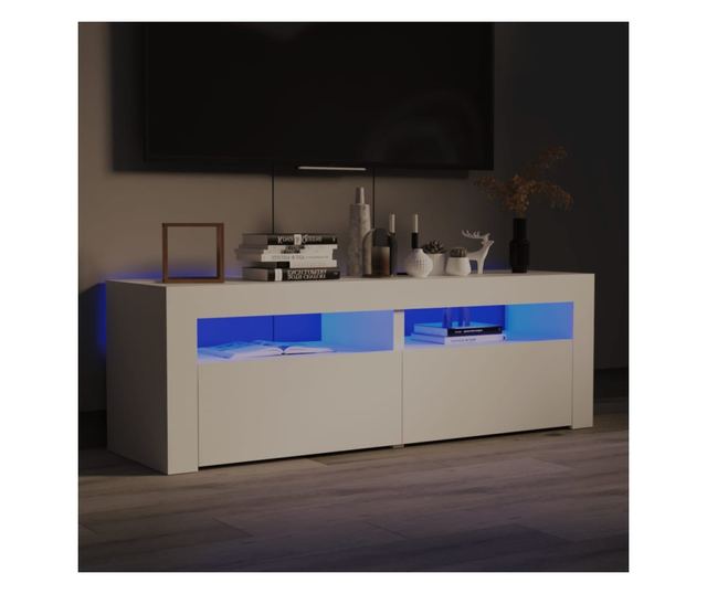 TV ormarić s LED svjetlima bijeli 120 x 35 x 40 cm