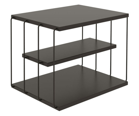 Нощно шкафче-маса Kalune Design 854KLN2815, 40х50 см, 3 нива, Меламиново покритие/метал, Черен