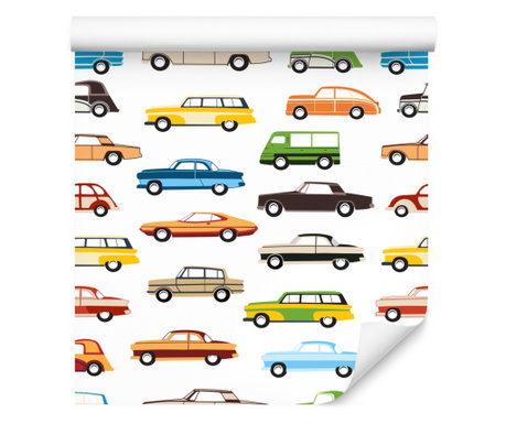 Tapéta gyerekeknek - színes autók Vlies, Dekoráció, Modern kivitelben, Gyerekszobához, De 0,53x10m