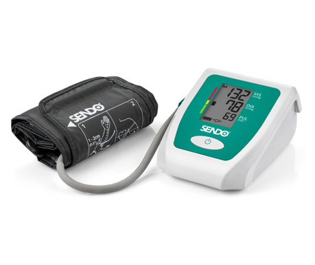 Апарат за измерване на кръвно налягане Sendo Advance 2, Памет, Открива аритмия, Маншет 22-32 см, Бял/зелен