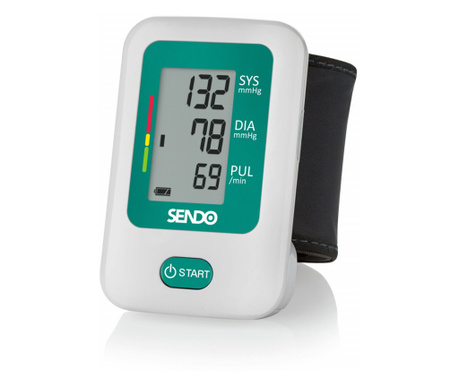 Апарат за измерване на кръвно налягане Sendo Smart 2, За китката, Открива аритмия, Маншет 13.5-21.5 см, Памет, Зелен/бял