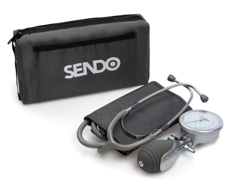 Апарат за измерване на кръвно налягане Sendo Primo, Маншет 22-32 см, Механичен, Калъф, Инокс/Черен