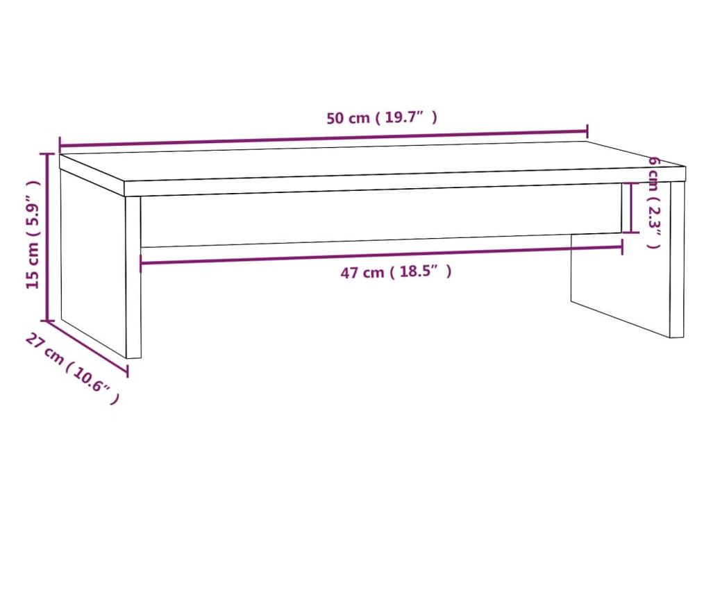 Podloga za monitor, bijela, 50x27x15 cm, masivno drvo bora - 8