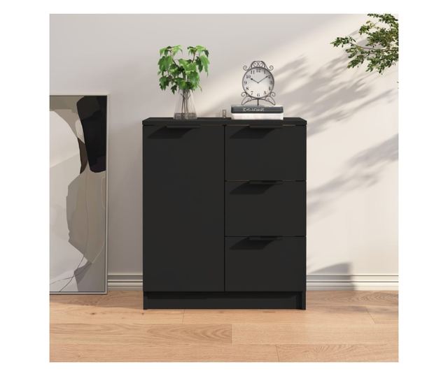 Komoda crna 60 x 30 x 70 cm od konstruiranog drva