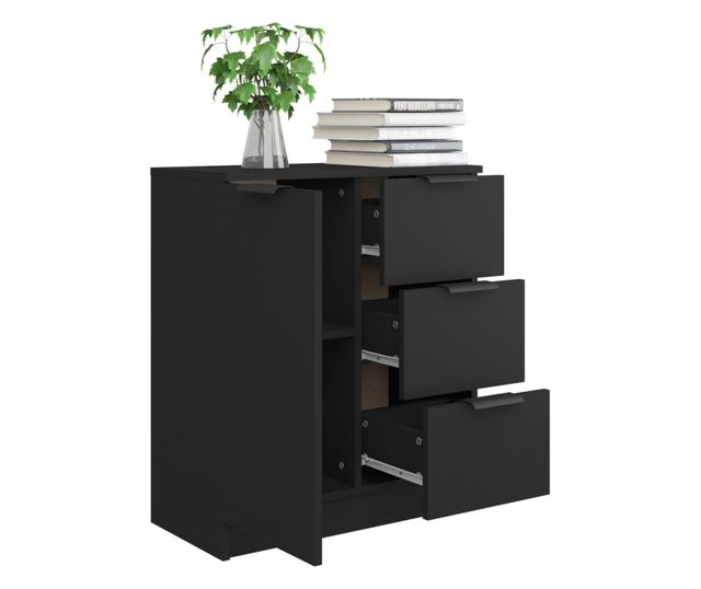 Komoda crna 60 x 30 x 70 cm od konstruiranog drva