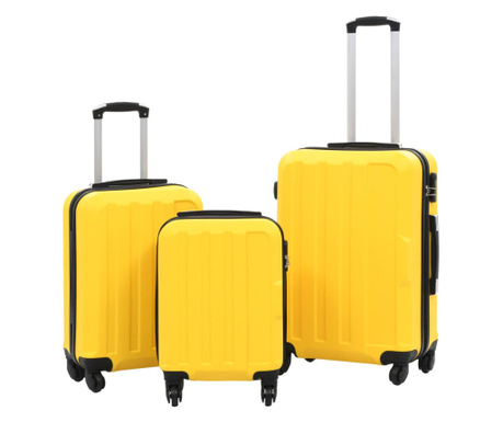 3 db sárga keményfalú ABS gurulós bőrönd