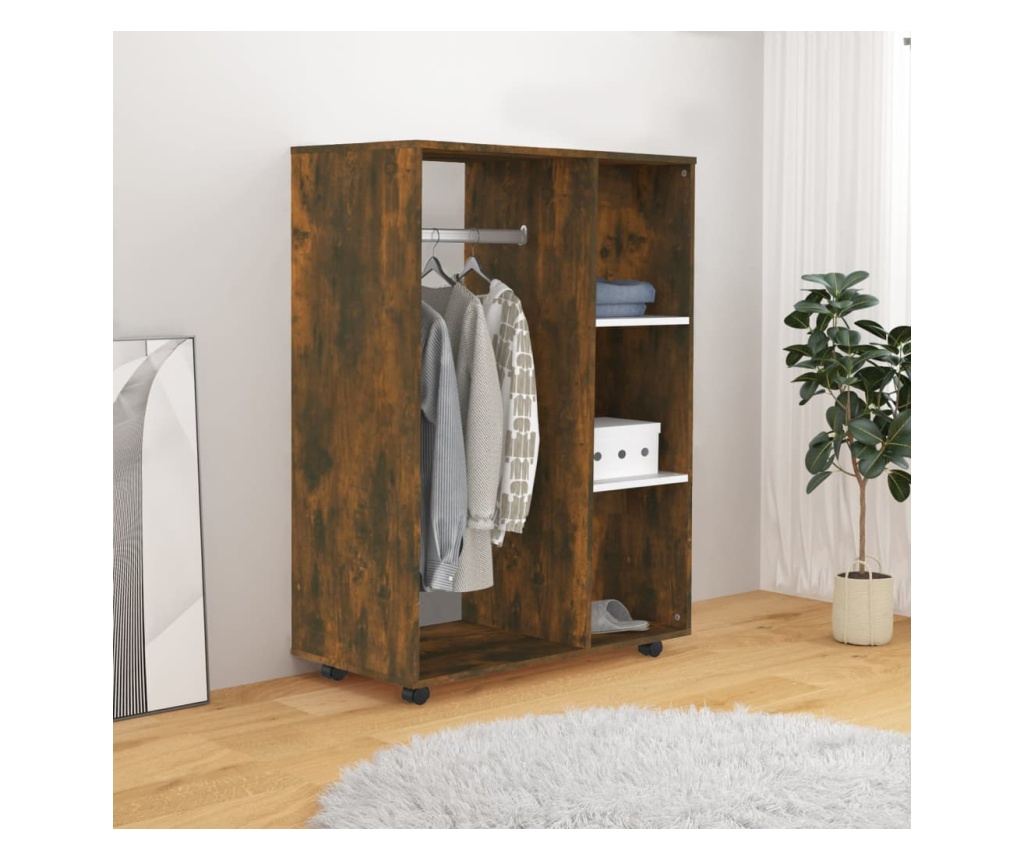 Гардероб, опушен дъб, 80x40x110 см, инженерно дърво - 5