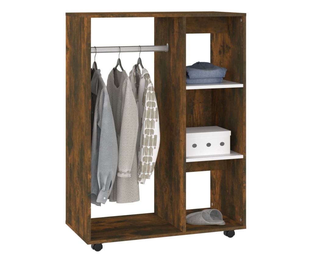 Гардероб, опушен дъб, 80x40x110 см, инженерно дърво - 7