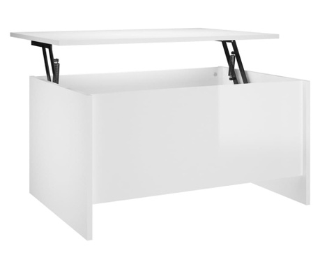 Klubska mizica visok sijaj bela 80x55,5x41,5 cm konstr. les