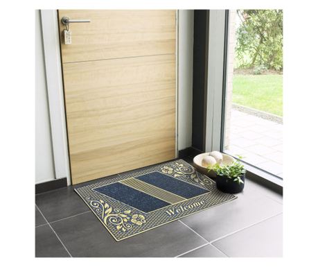 Covor intrare 3d, 10 mm, suport cauciuc, tip welcome, gold, flori  45x70 cm