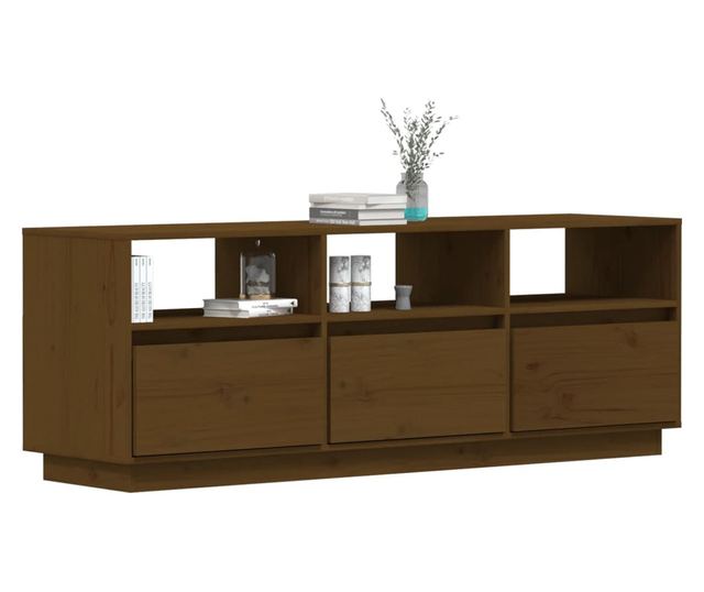 TV komoda, medeno smeđa, 140x37x50 cm, masivno borovo drvo