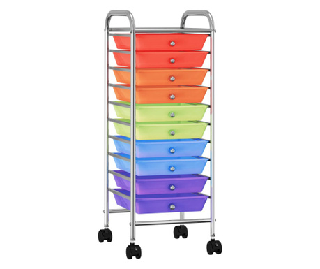 Mobilní úložný vozík s 10 zásuvkami vícebarevný plastový