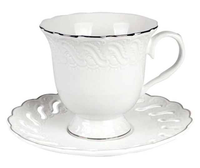 6 személyes porcelán kávés csésze szett díszdobozban 220 ml Saga