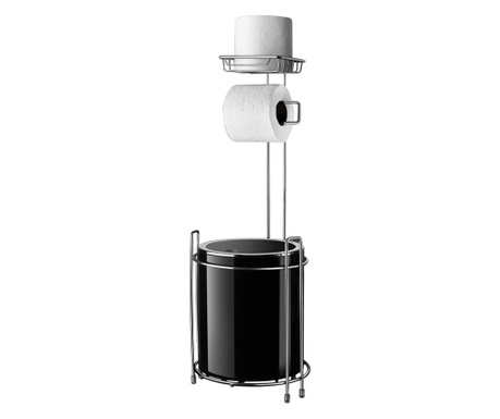 Suport WC cu cos Metalife AKB-755S, 5 litri, 63x21 cm., Suport cromat, Negru