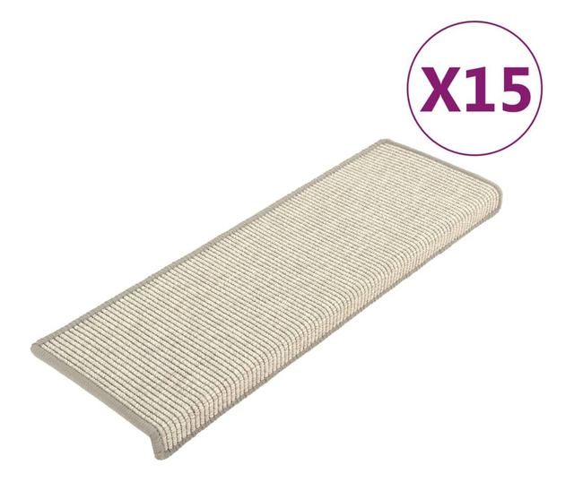 Koberce na schody samolepicí, 15 ks, stříbrné, 65x25 cm