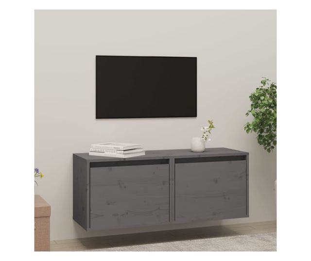 Szafy ścienne, 2 szt., szare, 45x30x35 cm, drewno sosnowe