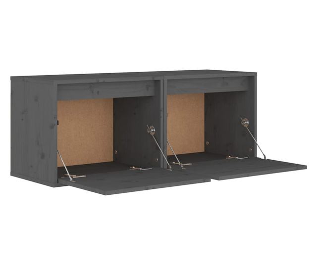 Szafy ścienne, 2 szt., szare, 45x30x35 cm, drewno sosnowe