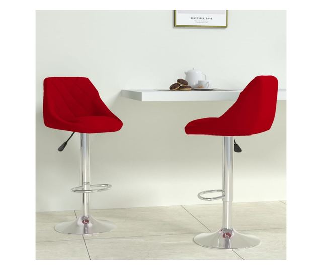 Barski stoli, 2 kosa, vinsko rdeča, žamet