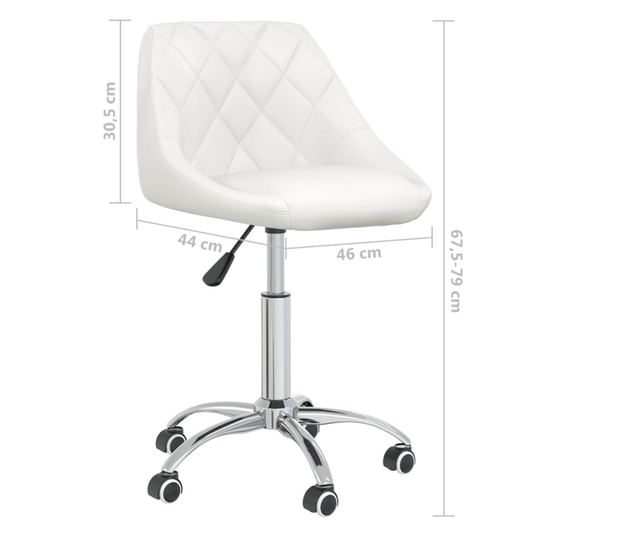 Okretni kuhinjski stolac, bijeli, ekološka koža