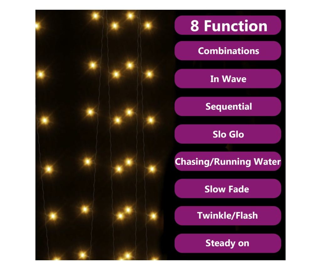 Zavjesa s bajkovitim solarnim svjetlima, 2 kom, 2x200, LED, toplo bijelo unutarnje vanjsko - 4