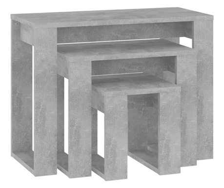 Komplet mizic 3-delni betonsko siv konstruiran les