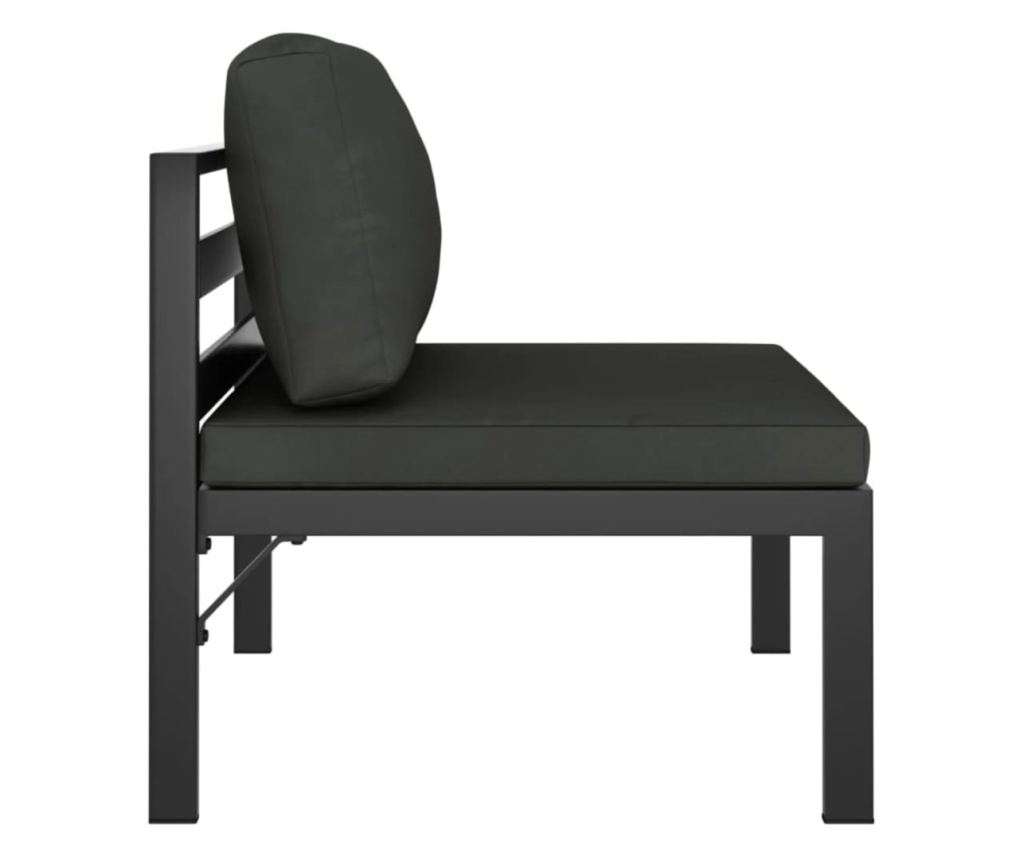 Градински диван за трима души с възглавници, антрацит, алуминий - 5