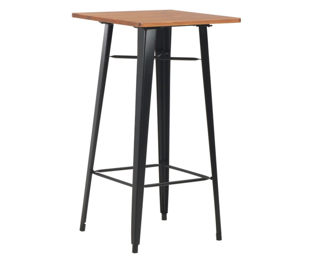 Barski stol crni 60 x 60 x 108 cm od masivne borovine i čelika