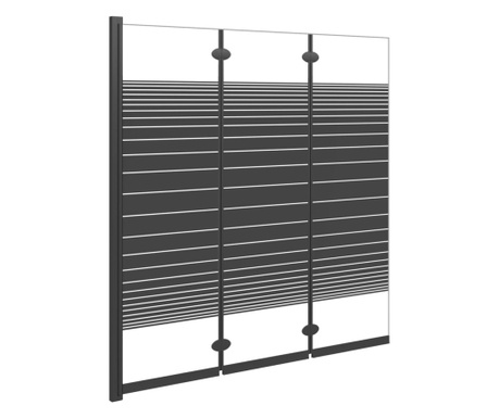 3-paneles fekete ESG összecsukható zuhanyparaván 130 x 130 cm