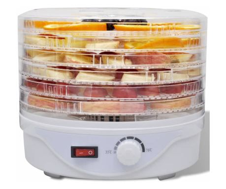 vidaXL Deshidrator de alimente cu 6 tăvi stivuibile (rotund)
