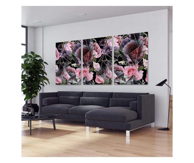Multivászon nyomtatás 3 db, Glass Flower, 70x150cm