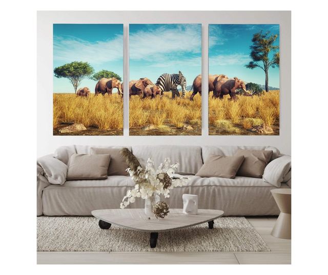 Multivászon nyomtatás 3 db, Elephant Family, 100x210cm