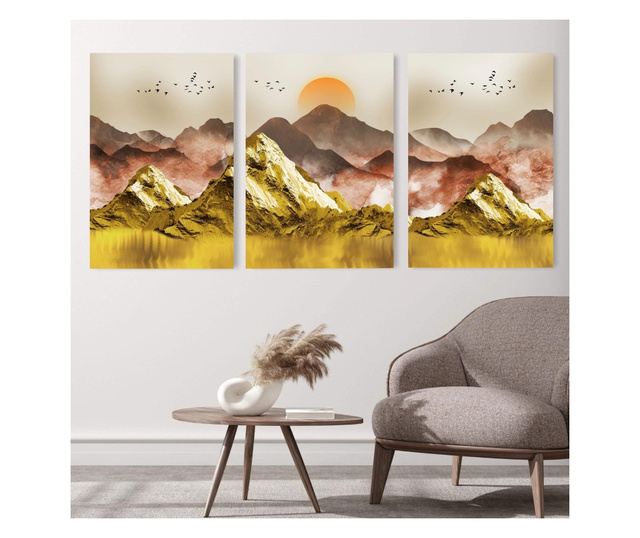 Multivászon nyomtatás 3 db, Colourful Golden Mountains, 100x210cm