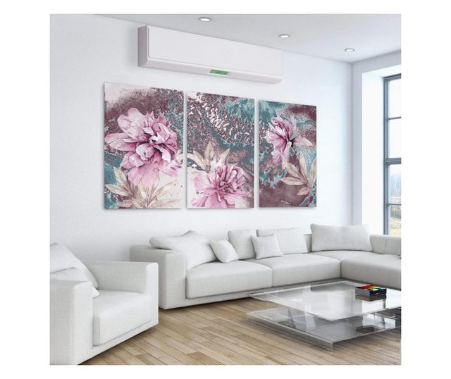 Multivászon nyomtatás 3 db, Abstract peonies, 100x210cm