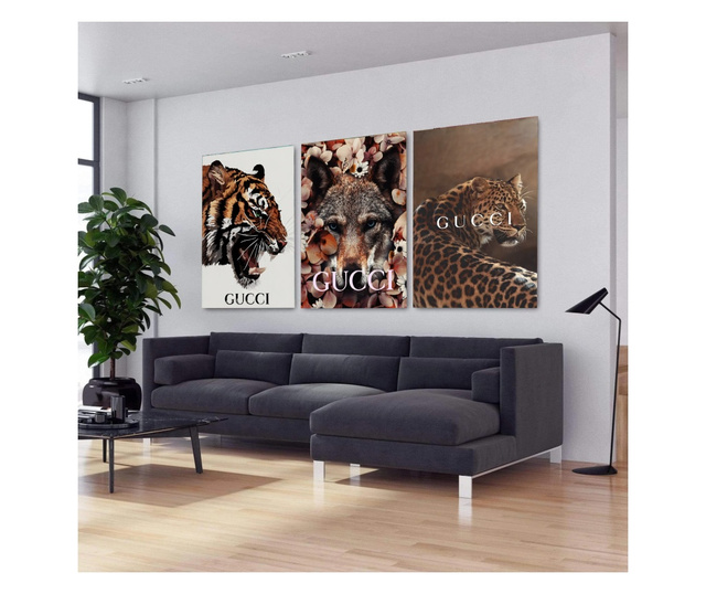 Multivászon nyomtatás 3 db, Gucci Animals, 100x210cm