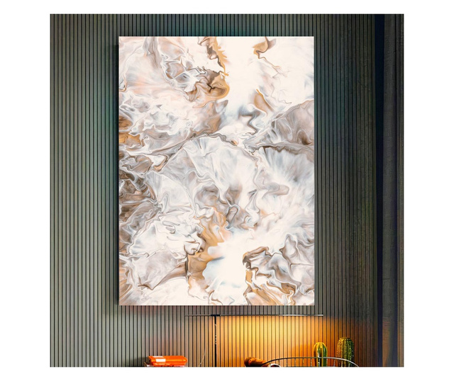 Картина на платно, White Gold Abstract, 20x30cm