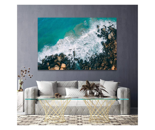 Картина на платно, Waves Hitting Rocks, 70x100cm
