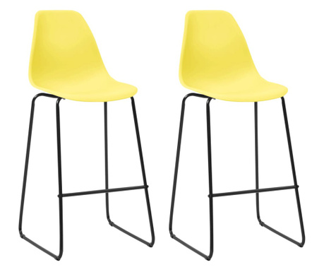 Krzesła barowe, 2 szt., żółte, plastik