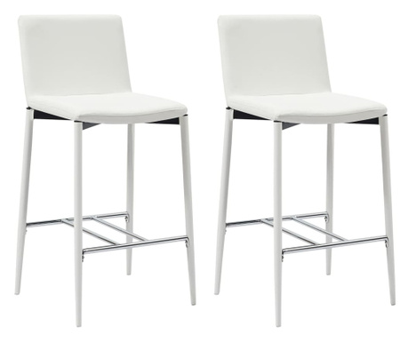 Krzesła barowe, 2 szt., białe, sztuczna skóra