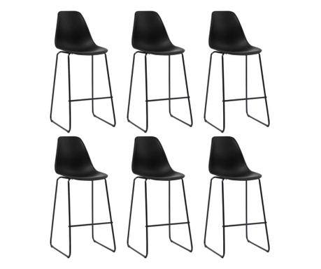 Бар столове, 6 бр, черни, пластмаса