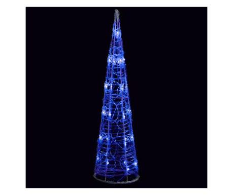 Akrilni ukrasni stožac s LED svjetlima plavi 60 cm