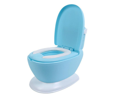 Olita tip WC pentru copii, minitoaleta, cu bazin si suport hartie igienica, albastru, buz
