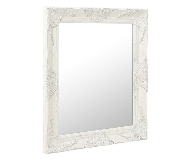 Oglindă de perete în stil baroc, alb, 50 x 60 cm