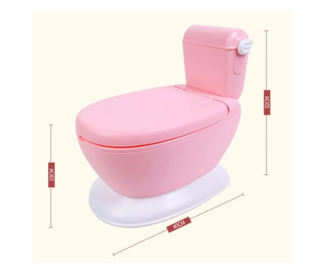 Olita tip WC pentru copii, minitoaleta, cu bazin si suport hartie igienica, roz, buz
