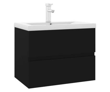 fekete forgácslap mosdószekrény beépített mosdókagylóval
