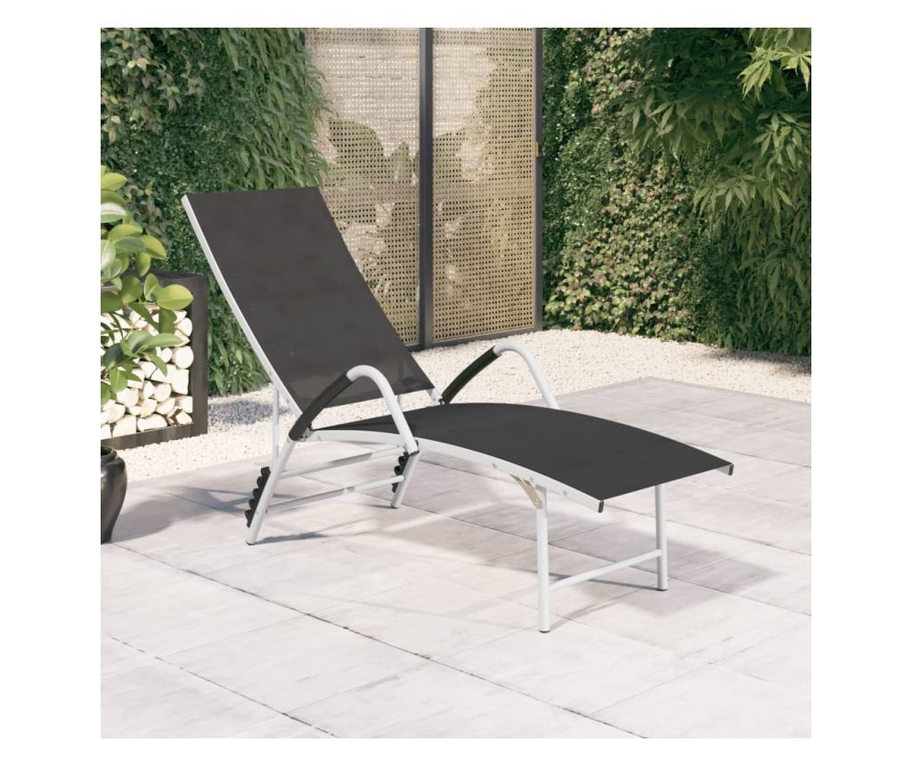 Ležalnik za plažo, črn, aluminij in tekstilna vlakna - 2