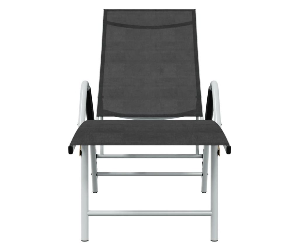 Ležalnik za plažo, črn, aluminij in tekstilna vlakna - 3