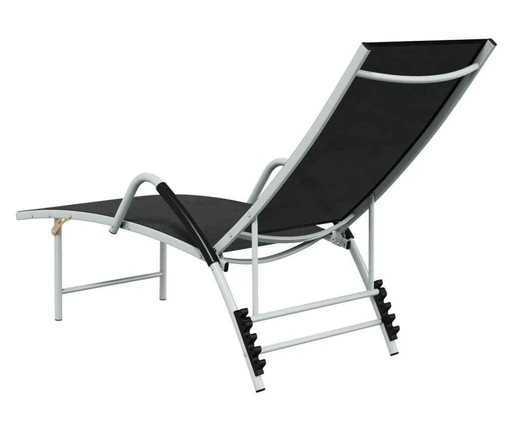 Ležalnik za plažo, črn, aluminij in tekstilna vlakna - 5