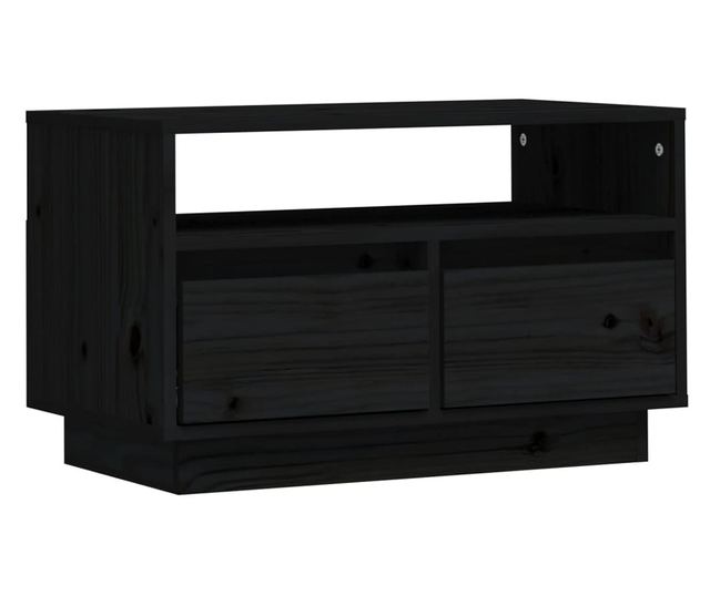 TV ormarić crni 60 x 35 x 37 cm od masivne borovine
