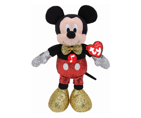 Plus Ty 25cm Beanie Babies Disney Mickey Cu Sclipici Si Sunete